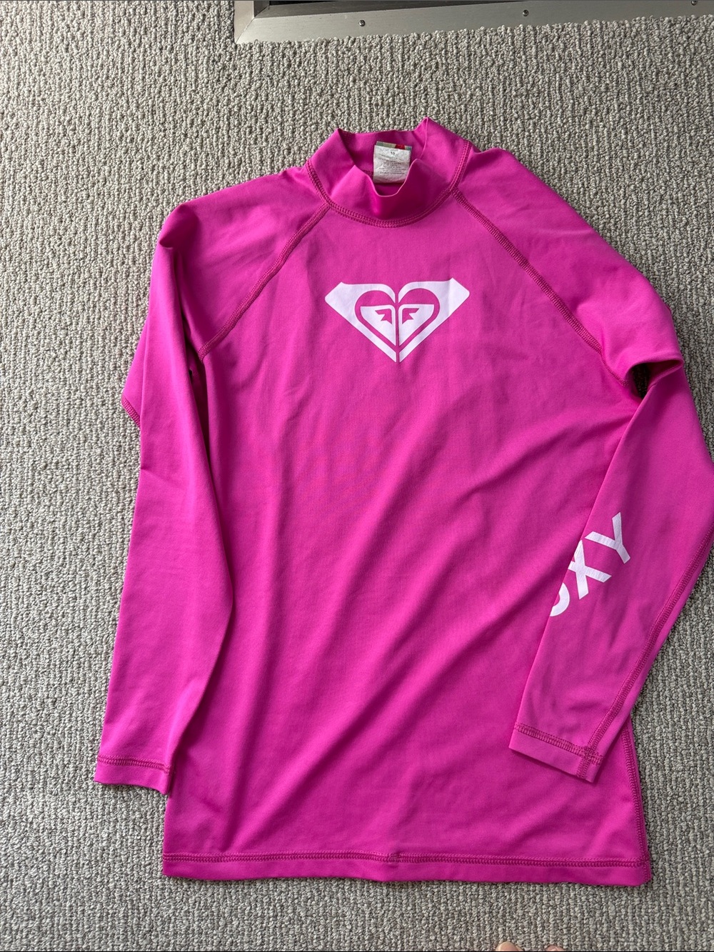 Roxy Girls' Bright Pink Long Sleeve Rash Guard Top